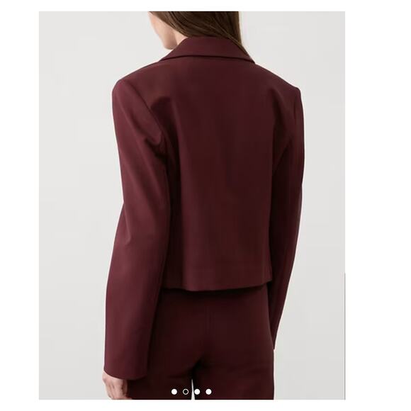 Banana Republic Factory Sz S Ponte Blazer Maroon Cropped Stretch Office Layer - Picture 2 of 10